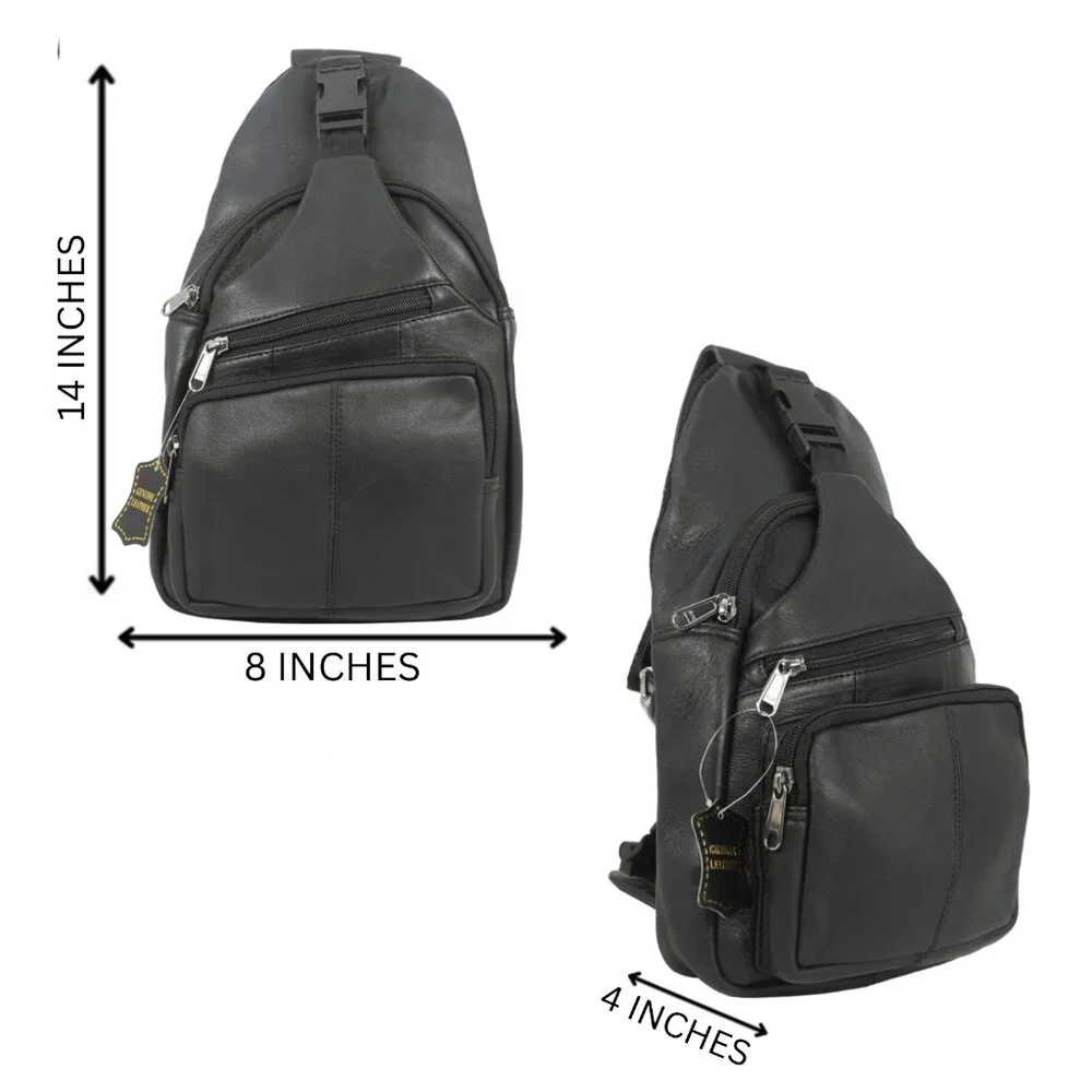 Genuine Leather Sling Backpack Crossbody Bag Shoulder Bag
